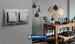 Aria czarny metalik p/t gniazdo podwójne z uziemieniem 2x2P+Z z ramką GP-2UZ/33 Ospel 5